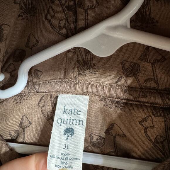 Kate Quinn Quilted Hoodie Jacket Neutral Forest Daisy Size 3T - Picture 4 of 5